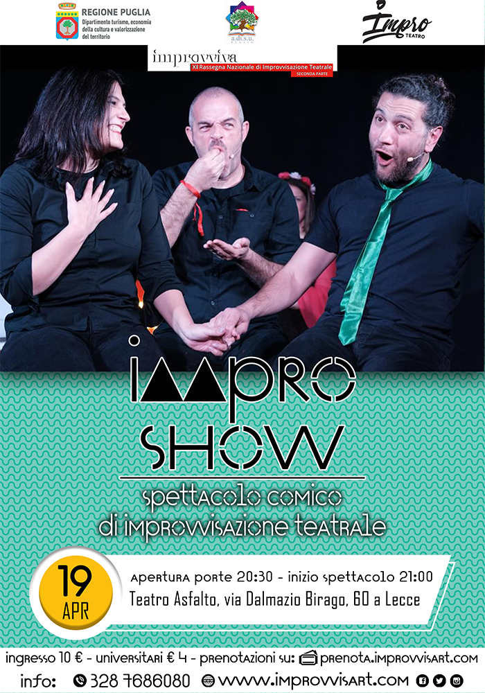 "Improshow" venerdì 19 aprile al Teatro Asfalto a Lecce