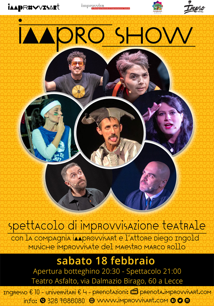 "ImproShow", spettacolo di Improvvisazione Teatrale con la Compagnia Improvvisart e l'attore spagnolo Diego Ingold "ImproShow", spettacolo di Improvvisazione Teatrale con la Compagnia Improvvisart e l'attore spagnolo Diego Ingold