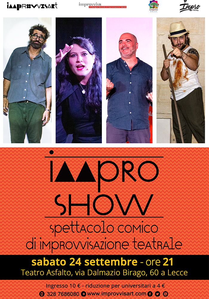 Parte la XI edizione di Improvviva con lo spettacolo ImproShow sabato 24 settembre a Lecce