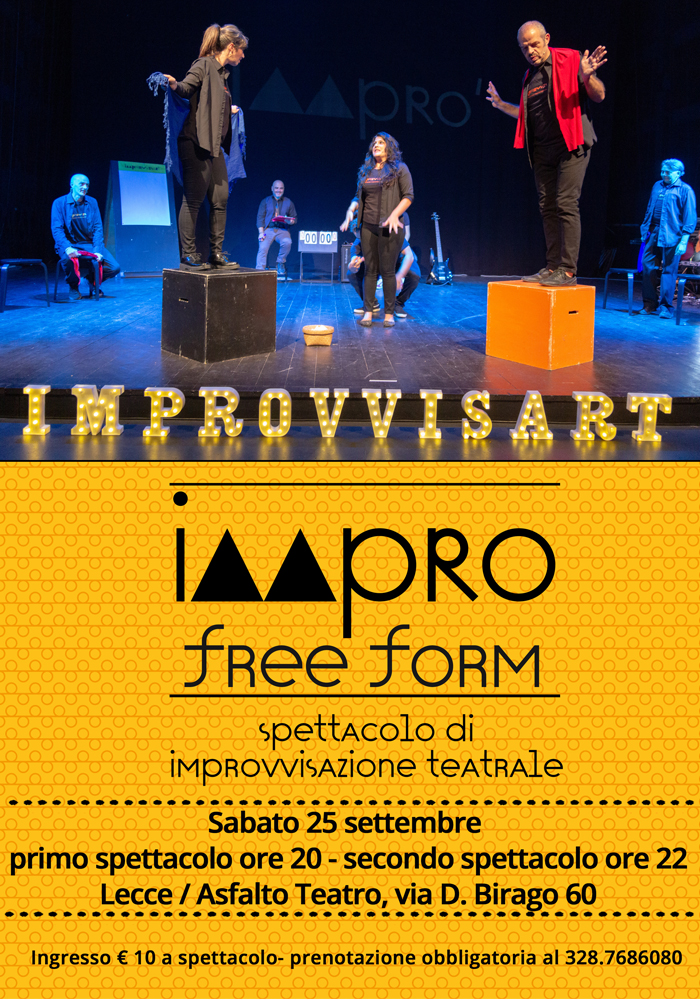 Impro Free Form - spettacolo di Improvvisazione Teatrale sabato 25 settembre a Lecce