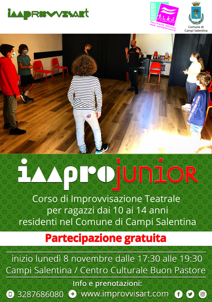 Improjunior - corso gratuito di Improvvisazione Teatrale per bambini dai 10 ai 14 anni residenti a Campi Salentina