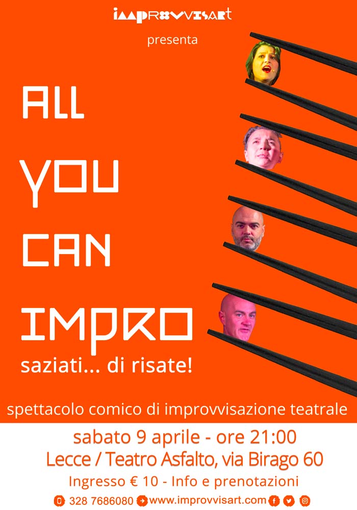 All You Can Impro - spettacolo comico di Improvvisazione Teatrale sabato 9 aprile al Teatro Asfalto di Lecce