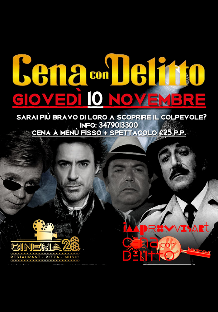 Cena con Delitto "Delitto in corsia" il 10 novembre al Cinema 28 di Castrì di Lecce