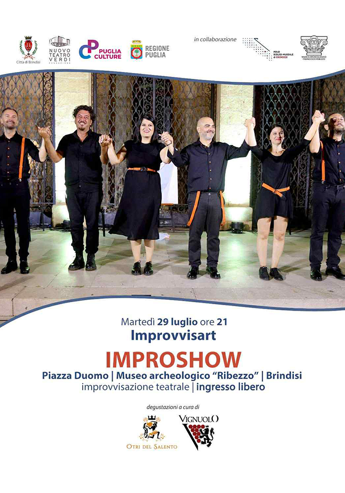 ImproShow - spettacolo comico di Improvvisazione Teatrale il 29 luglio in piazza Duomo a Brindisi ImproShow - spettacolo comico di Improvvisazione Teatrale il 29 luglio in piazza Duomo a Brindisi