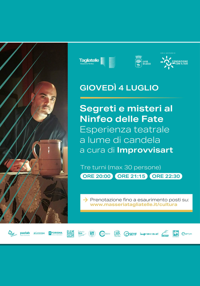 Segreti e Misteri al Ninfeo delle Fate, evento speciale a lume di candela il 4 luglio a Tagliatelle Stazione Ninfeo Segreti e Misteri al Ninfeo delle Fate, evento speciale a lume di candela il 4 luglio a Tagliatelle Stazione Ninfeo