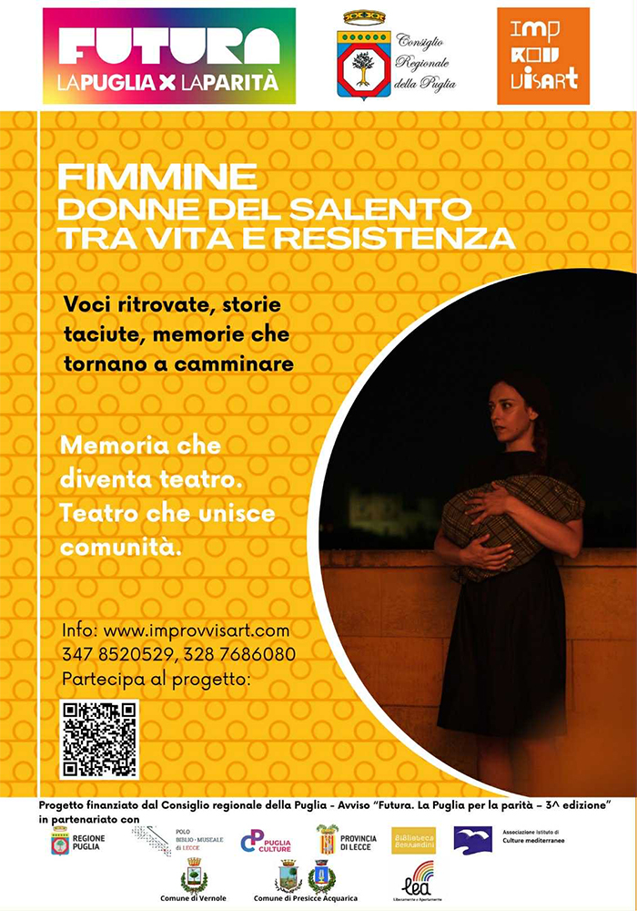 Fimmine - Donne del Salento tra Vita e Resistenza, laboratorio gratuito dal 15 settembre a Lecce Fimmine - Donne del Salento tra Vita e Resistenza, laboratorio gratuito dal 15 settembre a Lecce