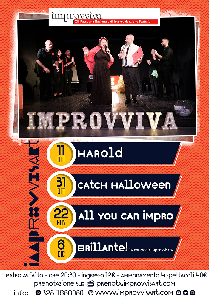 Al via la XIII stagione teatrale “Improvviva – Rassegna Nazionale di Improvvisazione Teatrale” a cura di Improvvisart Al via la XIII stagione teatrale “Improvviva – Rassegna Nazionale di Improvvisazione Teatrale” a cura di Improvvisart