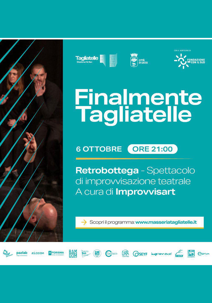 La bottega dell'Impro - jam session di Improvvisazione Teatrale venerdì 6 ottobre a Tagliatelle Stazione Ninfeo a Lecce La bottega dell'Impro - jam session di Improvvisazione Teatrale venerdì 6 ottobre a Tagliatelle Stazione Ninfeo a Lecce